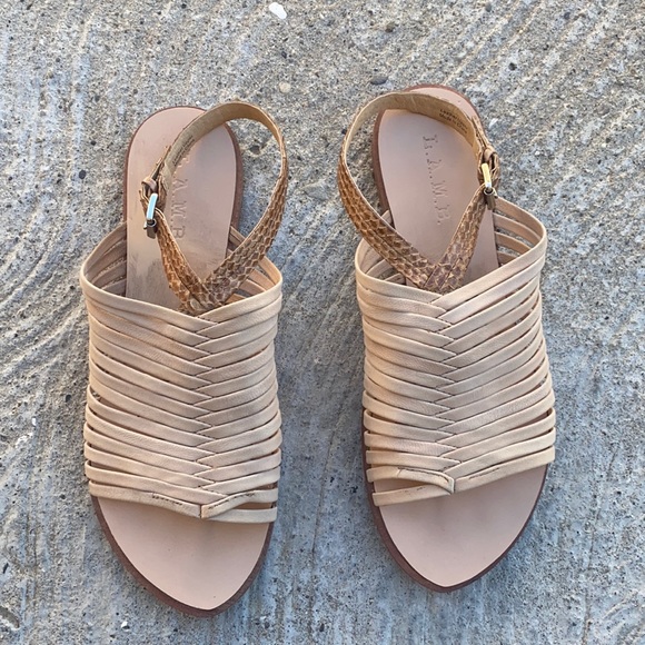 LAMB leather sandals with faux snake skin strap 9M - Picture 1 of 4